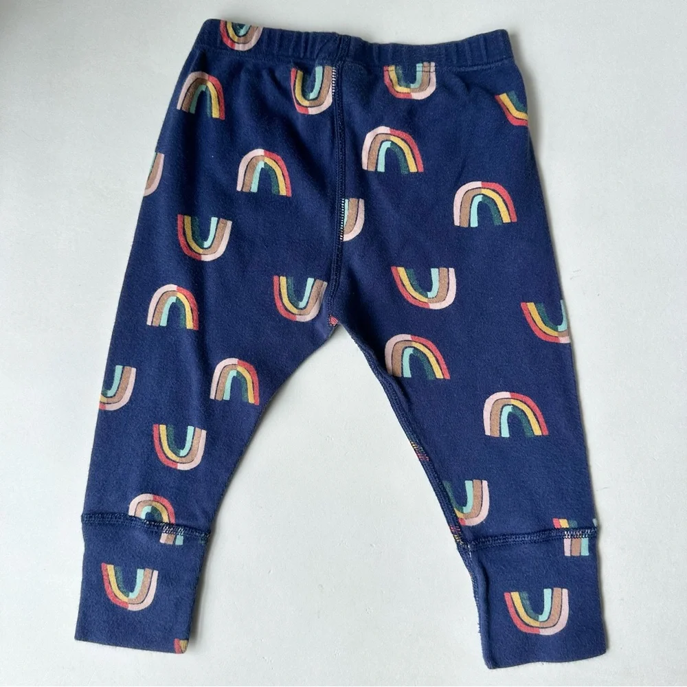 Hanna Andersson Floral Embroidered Onesie and Rainbow Print Leggings